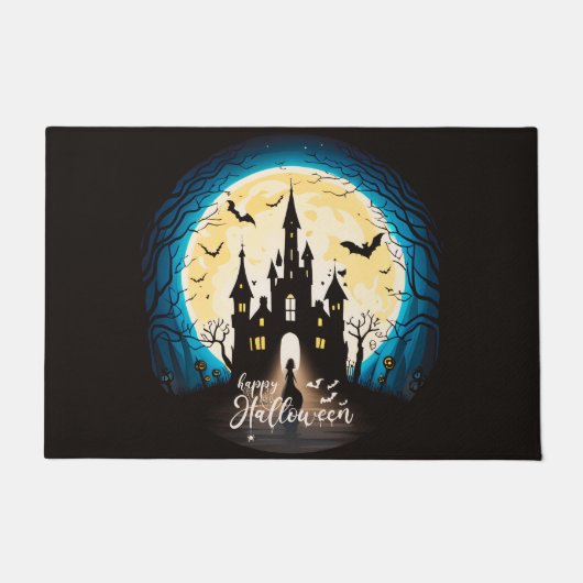 Haunted Castle Happy Halloween Creepy Deurmat (Voorkant)