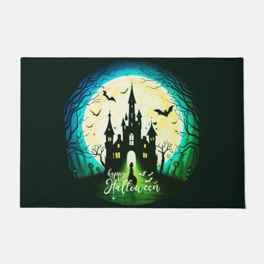 Haunted Castle Happy Halloween Creepy Deurmat (Voorkant)