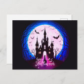Haunted Castle Happy Halloween Creepy Feestdagenkaart (Voorkant / Achterkant)