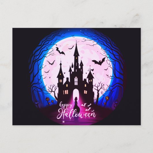 Haunted Castle Happy Halloween Creepy Feestdagenkaart (Voorkant)