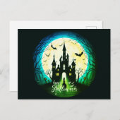 Haunted Castle Happy Halloween Creepy Feestdagenkaart (Voorkant / Achterkant)