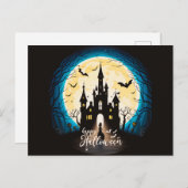 Haunted Castle Happy Halloween Creepy Feestdagenkaart (Voorkant / Achterkant)