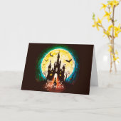 Haunted Castle Happy Halloween Creepy Kaart (Gele Bloem)