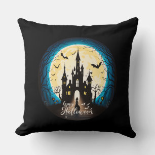 Haunted Castle Happy Halloween Creepy Kussen