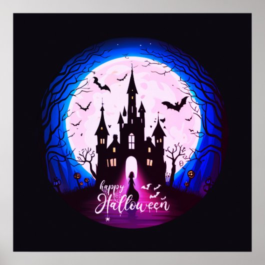 Haunted Castle Happy Halloween Creepy Poster (Voorkant)