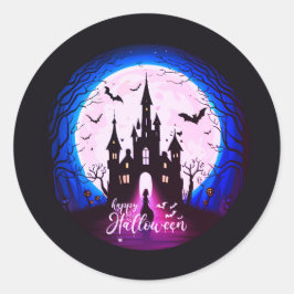 Haunted Castle Happy Halloween Creepy Ronde Sticker