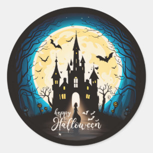 Haunted Castle Happy Halloween Creepy Ronde Sticker