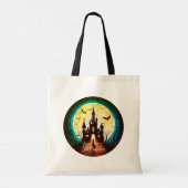 Haunted Castle Happy Halloween Creepy Tote Bag (Achterkant)