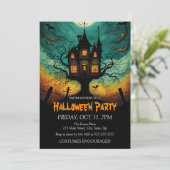 Haunted Castle Kostuum Halloween Party Kaart (Staand voorkant)