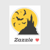 Haunted Castle met maan en vleermuizen Sticker (Vel)