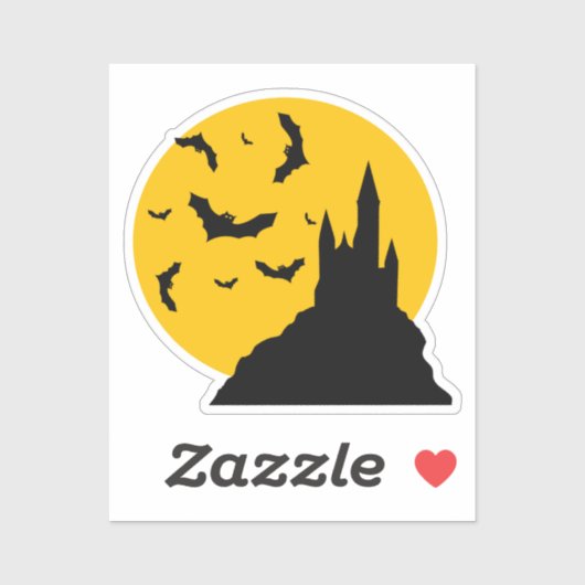 Haunted Castle met maan en vleermuizen Sticker (Vel)