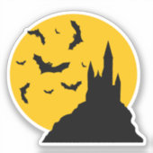 Haunted Castle met maan en vleermuizen Sticker (Voorkant)