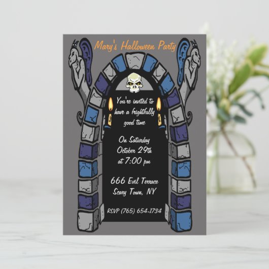 Haunted Castle Party uitnodiging (Staand voorkant)