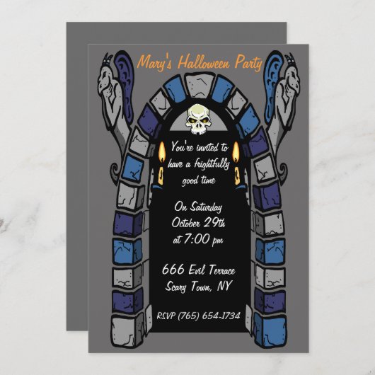 Haunted Castle Party uitnodiging (Voorkant / Achterkant)