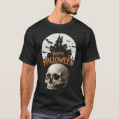 Haunted Castle Skull Halloween T-shirt (Voorkant)