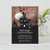 Haunted Castle Spooky Night Sky Halloween Invites (Staand voorkant)