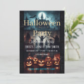 Haunted Castle Spooky Party Invitation Kaart (Staand voorkant)