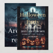 Haunted Castle Spooky Party Invitation Kaart (Voorkant / Achterkant)