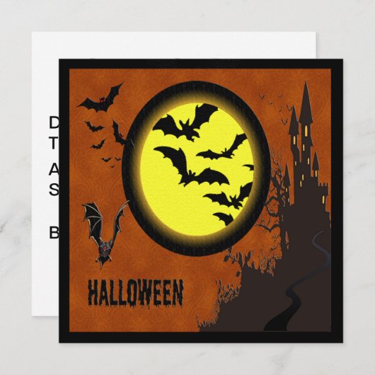 Haunted Castle, vleermuizen en gele maan Kaart (Voorkant / Achterkant)
