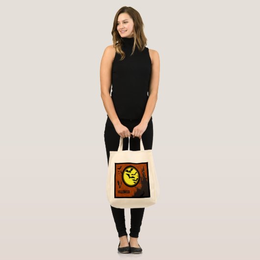 Haunted Castle, vleermuizen en gele maan Tote Bag (Voorkant (model))