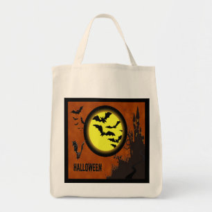 Haunted Castle, vleermuizen en gele maan Tote Bag