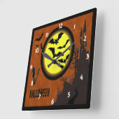 Haunted Castle, vleermuizen en gele maan Vierkante Klok (Hoek)