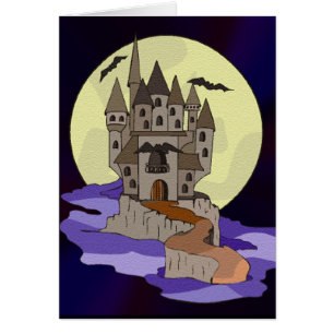 Haunted Castle, vleermuizen en volle maan Cartoon