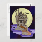 Haunted Castle, vleermuizen en volle maan Cartoon Briefkaart (Voorkant / Achterkant)