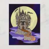 Haunted Castle, vleermuizen en volle maan Cartoon Briefkaart (Voorkant)