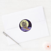 Haunted Castle, vleermuizen en volle maan Cartoon Ronde Sticker (Envelop)