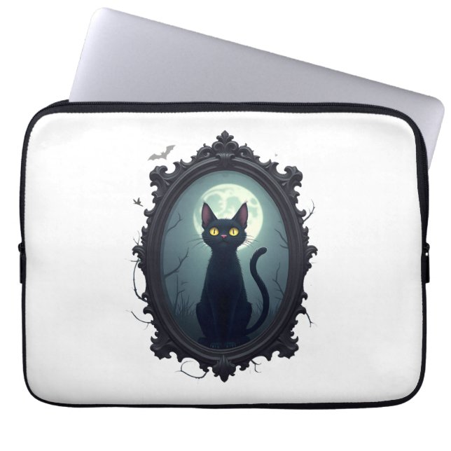 Haunted Cat Mirror Laptop Sleeve (Voorkant)