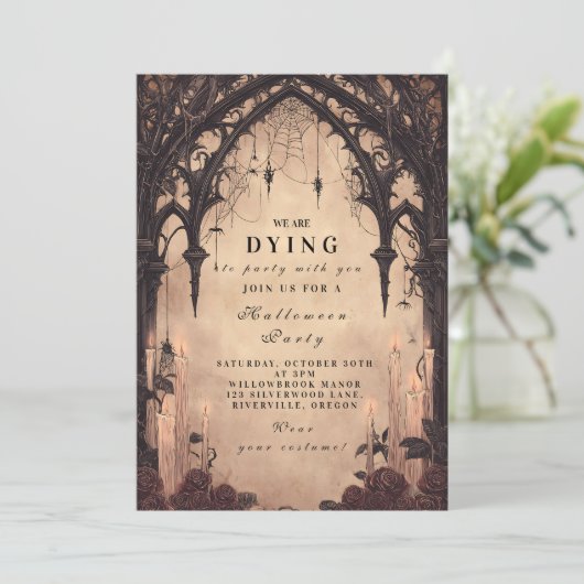 Haunted Cathedral Gothic Halloween Kaart (Staand voorkant)