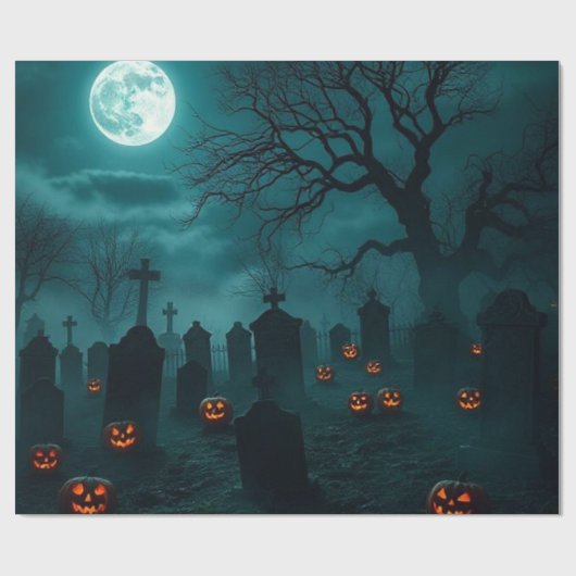 Haunted Cemetery Halloween Gift Wrap – Stunning Cadeaupapier (Vlak)