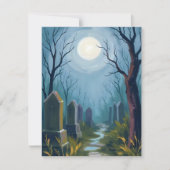 Haunted Cemetery | Halloween Spooky Painting Feestdagenkaart (Voorkant)