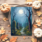 Haunted Cemetery | Halloween Spooky Painting Feestdagenkaart