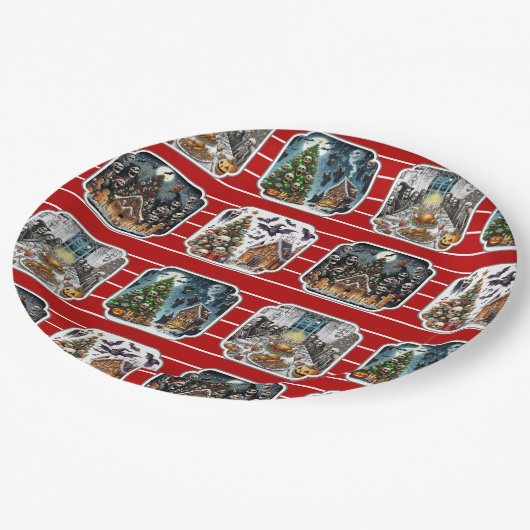 Haunted Christmas Party Borden - set 2 Papieren Bordje (Gekanteld)