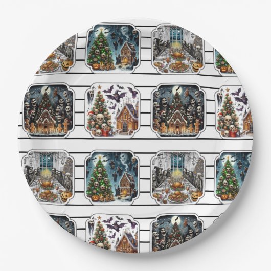 Haunted Christmas Party Borden - set 3 Papieren Bordje (Voorkant)