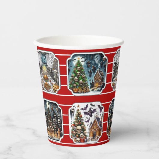 Haunted Christmas Party Cups - set 2 Papieren Bekers (Voorkant)