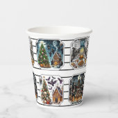 Haunted Christmas Party Cups - set 3 Papieren Bekers (Achterkant)