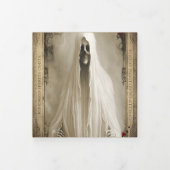 Haunted Creepy Ghost QR-code Halloween Drieluik Uitnodiging (Cover)