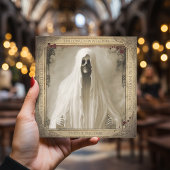 Haunted Creepy Ghost QR Code Volwassen Halloween Kaart