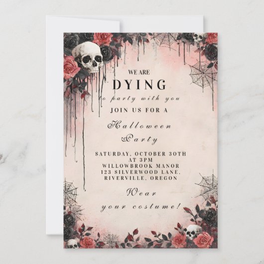 Haunted Crimson Rozen Halloween Night Kaart (Voorkant)