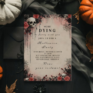 Haunted Crimson Rozen Halloween Night Kaart