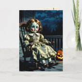 Haunted Doll and Halloween Pumpkin Kaart (Voorkant)