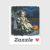 Haunted Doll and Halloween Pumpkin Sticker (Vel)