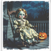 Haunted Doll and Halloween Pumpkin Sticker (Voorkant)
