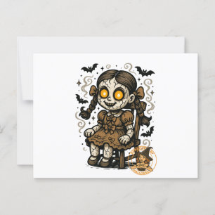 Haunted Doll – Halloween Cartoon Briefkaart