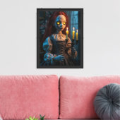 Haunted Doll met kaars Canvas Afdruk (Insitu (Woonkamer))