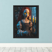 Haunted Doll met kaars Canvas Afdruk (Insitu (Houten vloer))