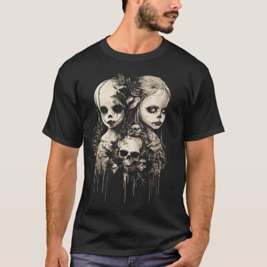 Haunted Dollcore Dolls Skulls Butterflies T-shirt (Voorkant)